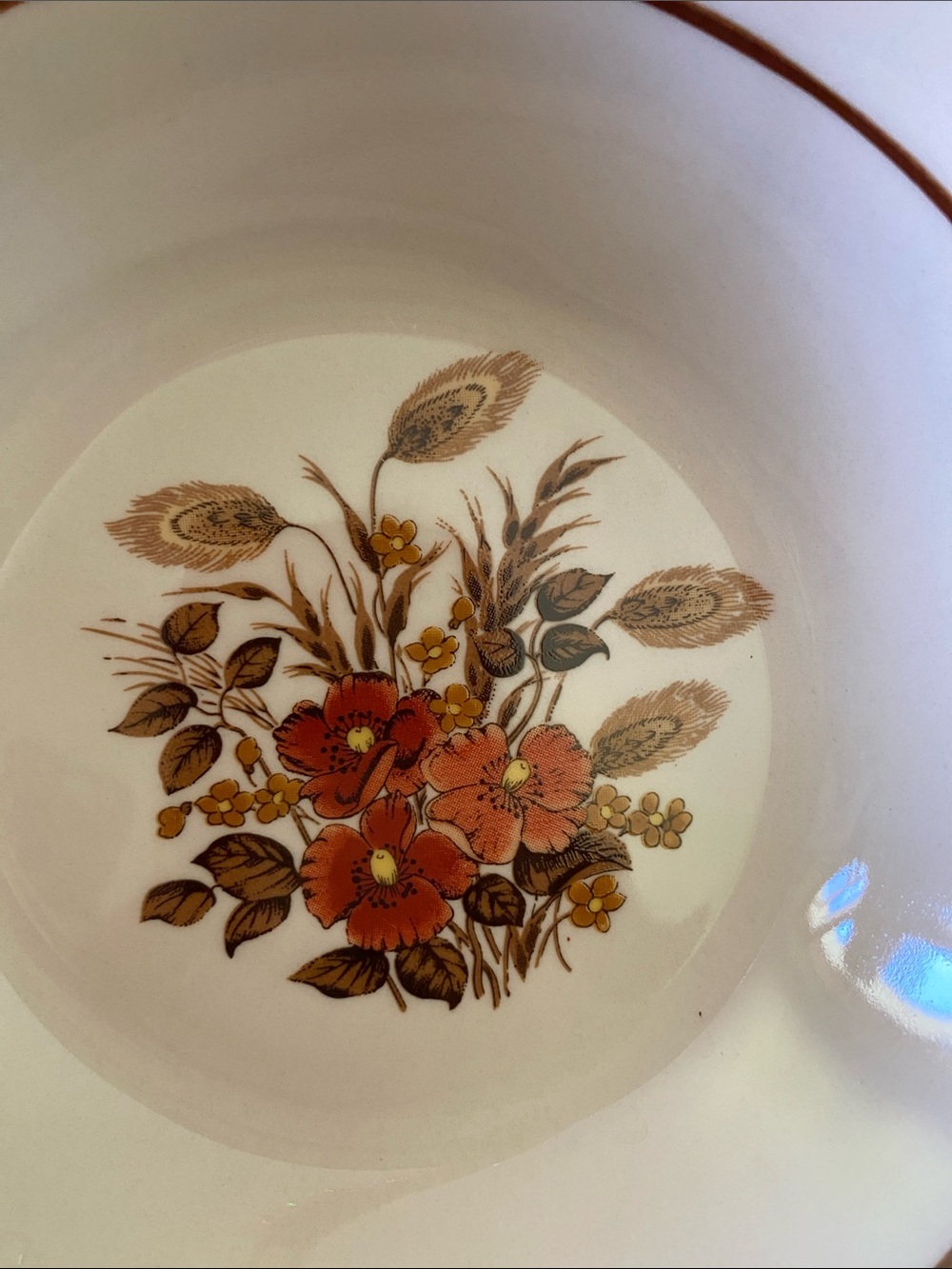Vintage 1970’s Diamond Stoneware Cottage Core Wheat Fall Autumn Bowls - Set of 6 - Picture 3 of 6